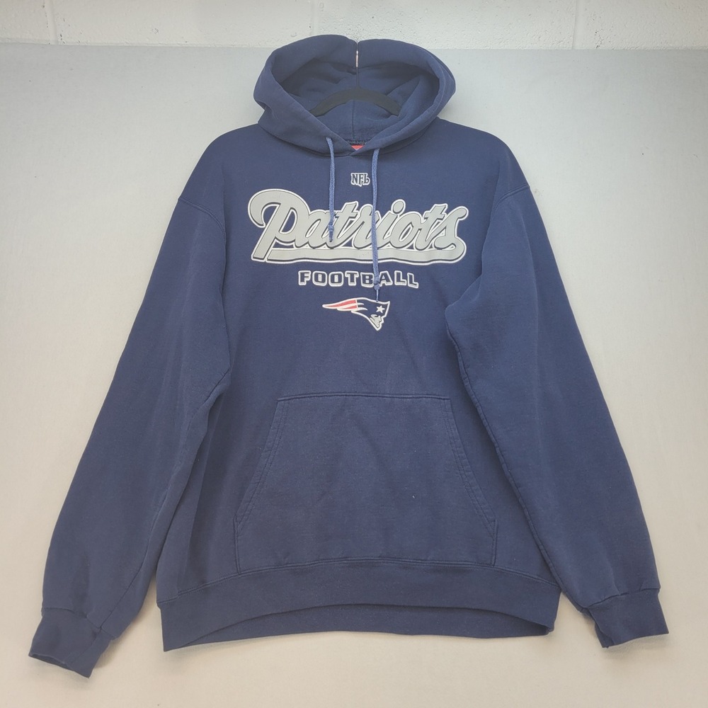 NFL Hoodie Men Large Navy Blue New England Patriots Football Pullover‎ Graphic